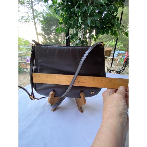 Etienne Aigner Dark Brown Leather Purse Crossbody Bag 10" X 7" VGUC - Picture 7 of 15